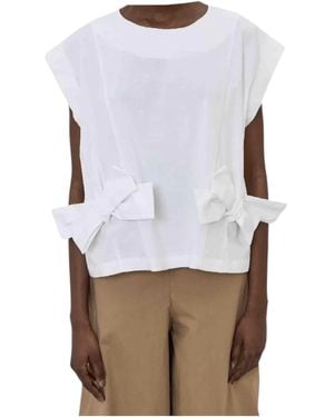 MEIMEIJ T-Shirt Over Smanicata With Bows - White