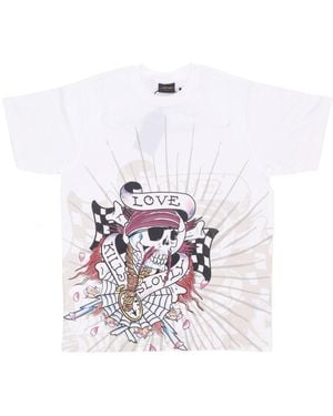 Ed Hardy Herren T-Shirt Love Kill Slowly Skull Tee Weib - Weiß