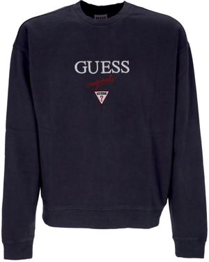 Guess Schwarzer Logo Crewneck Sweatshirt Slim Fit - Blau