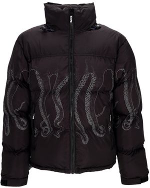 Octopus Outline Puffer Jacket Down Jacket - Black