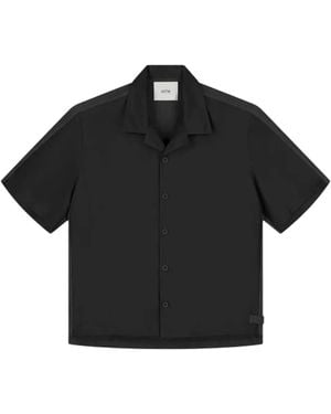 Arte' Nylon Linen Shirt Technical Shirt Short Sleeves Nylon And Linen - Black