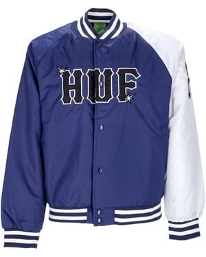 Huf Bomber Jacket Satin Baseball Jacket - Blue