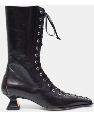 Miista Emile Negro Botas De Encaje Tobillo - Blanco