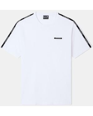 EA7 T-Shirt With Logo Shoulders - Blue