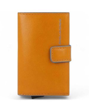 Piquadro Square Leather Card Holder - Orange