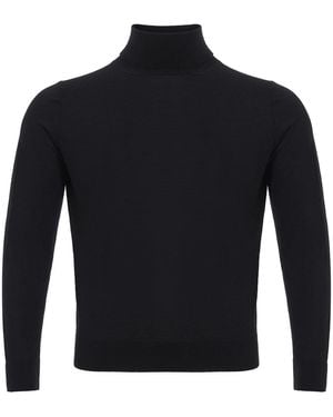 Colombo Black Cashmere Turtle Neck Sweater - Blue