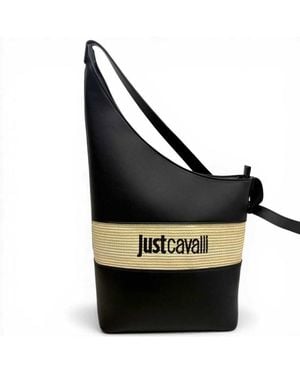 Just Cavalli Shoulder Bag Jc Block Straw - Black