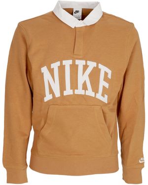 Nike Polo Manica Lunga Uomo Club L/S Polo Flax/Weib - Braun