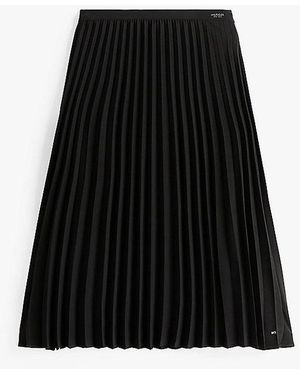Tommy Hilfiger Gonna Fluid Pleated Pull On Midi Skirt - Black