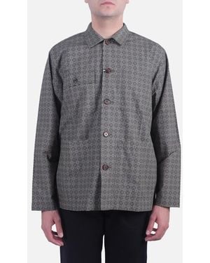 Universal Works Imperial Print Cot Dockside Overshirt - Gray