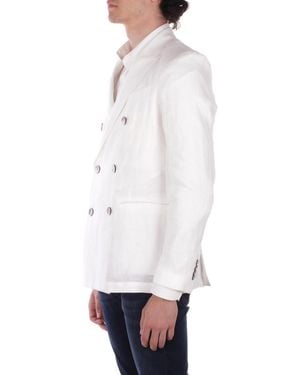 Alpha Studio Jacket Au5377N 1003 Double-Breasted Milk Jacket - White