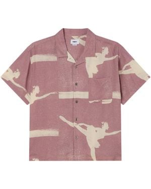 Obey Jacques Cuban Hemd Kurze Armel - Pink