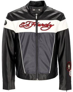 Ed Hardy 'Holly Panther Vegan Leather Jacket - Black
