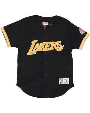 Mitchell & Ness Nba Button Jacket On The Clock Mesh Button Front Loslak - Black