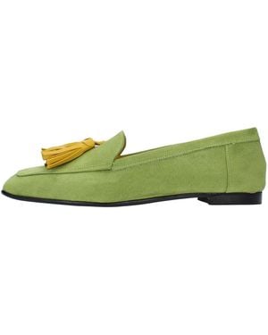 Giulia Neri Faux Suede Moccasin Flats - Green