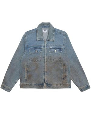Obey Trucker Jacket Light Denim Jacket With Vintage Effect - Blue