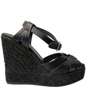 Kanna Zapatos Para Mujeres Sandalia Pulido Negro- Piel-Close Perforado Con Correa