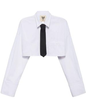 Aniye By Camisa Crop Moon Mujer Con Corbata - Blanco