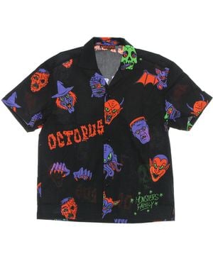 Octopus Chemise A Manches Courtes Pour Hommes, Chemise De Famille Des Monstres D'Halloween, Noir