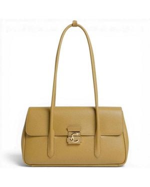 Coccinelle Handtas C-Me Lock Bag Vrouw Seagrass Leather Granata - Naturel