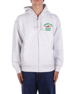 Carhartt Sweatshirt I035177 482Xx Hooded Ready Sweat Jacket Cot Ash Heater - White