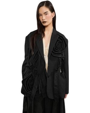Souvenir Clubbing Frau Von Blazer Blume Blumen - Schwarz