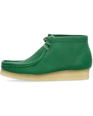 Clarks Scarpa Lifestyle W Wallabee Boot, Bottines En Cuir Vert Cactus Pour Femme