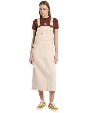 Dickies Salopette Bib Long Overall Dress - Natural