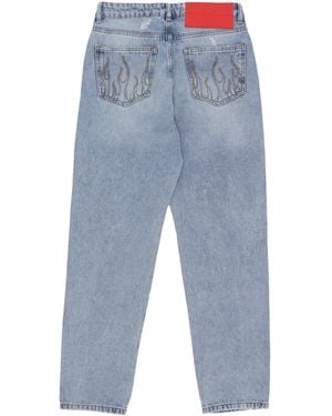 Vision Of Super Jeans Geborduurd Logo Denim Vernietigd Denim - Blauw