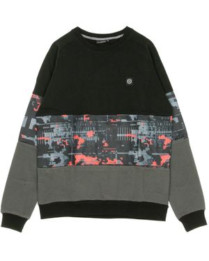 DOLLY NOIRE Herensweatshirt Met Ronde Hals Glitch Camo-Inzet Ronde Hals Zwart/Glitch Camo - Grijs