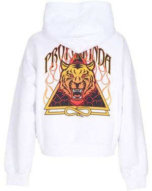 Propaganda Lightweight Cropped Hoodie W Triangle Bengala Crop Top Hoodie - White
