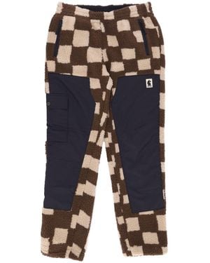 Market Pantalon Sherpa Jacquard Chess Club Homme Marron - Bleu