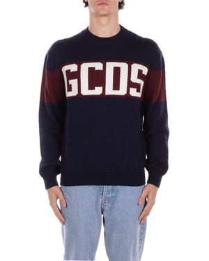 Gcds Knitted B2Cm1505Ki4 77 Band Logo Crew - Blue
