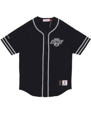 Mitchell & Ness Button Jacket Nhl Fashion Cotton Button Front Vintage Logo Loskin - Black
