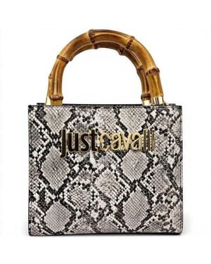 Just Cavalli Handbag Bamboo Leatherette Pitonata - White