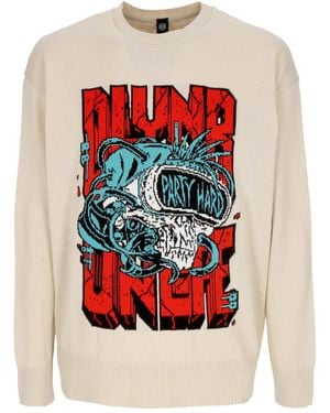 DOLLY NOIRE Leichter Herrenpullover Party Hard Skull Sweater - Rot