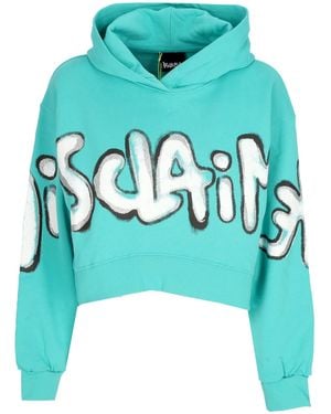 DISCLAIMER Short Hoodie W Big Logo Crop Hoodie - Blue