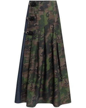 WEILI ZHENG Long Suede Skirt - Green