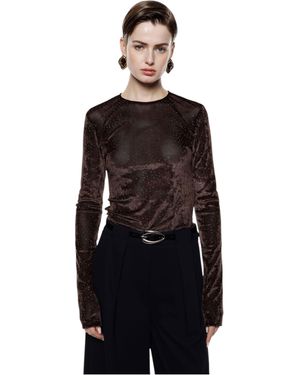 Imperial T-Shirt Manches Longues Dos Decouverte Micro Dessins Femmes - Marron