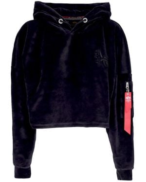 Alpha Industries Lightweight Cropped Hoodie Frottee Hoodie Cos Wmn - Blue