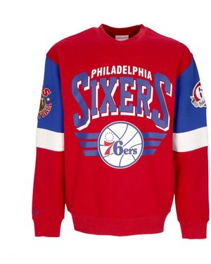 Mitchell &amp; Ness Crewneck Sweatshirt Nba All Over Crew 3.0 Phi76E - Red