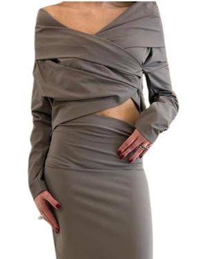 MEIMEIJ Blauw Kruis Vrouw Lange Mouw - Grijs