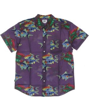 Obey Fishbowl Woven Silk Short Sleeve Shirt Multi - Purple