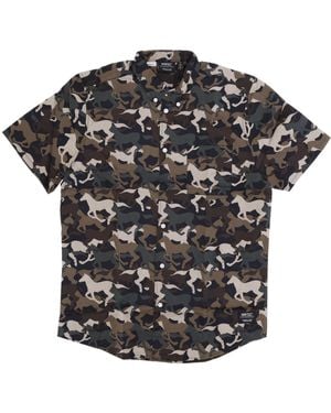 Wesc Oden Wild Horses Aop Shirt Camisa De Manga Corta Para Hombre Negro