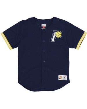 Mitchell &amp; Ness Bottoni Nba Gametime Mesh Button Front Logo Indpac Couleurs De L'Equipe Originale - Bleu