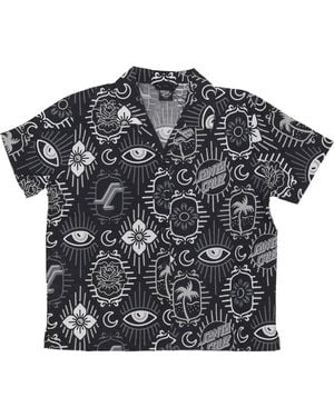 Santa Cruz Camisa De Manga Corta Para Mujer Camisa Patchwork Patchwork Negro