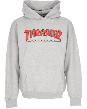 Thrasher Sudadera Con Capucha Para Hombre Outlined Hoody Light Steel/Rojo - Gris