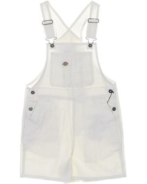 Dickies Duck Canvas Bib Short Dungarees - White