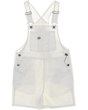 Dickies Duck Canvas Bib Short Dungarees - White