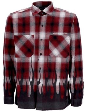 Vision Of Super Herren Langarmshirt Flames Shirt - Rot